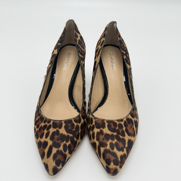 Gianni Bini Women's Heels Size 9M Leopard Print Leather/ Dyed Fur - Picture 2 of 12